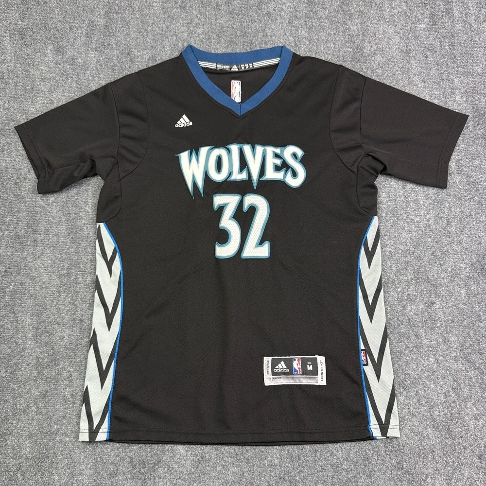 Adidas Swingman Jersey Men's M +2 Karl Towns 32 Timberwolves NBA Black Stitched